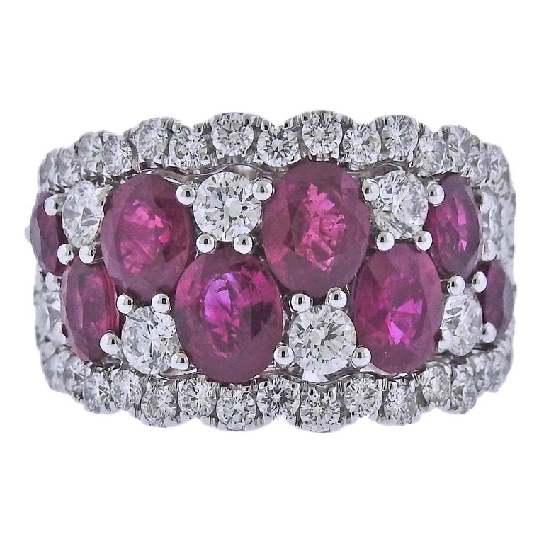 Bucherer Gold Diamond Ruby Cocktail Ring For Sale at 1stDibs