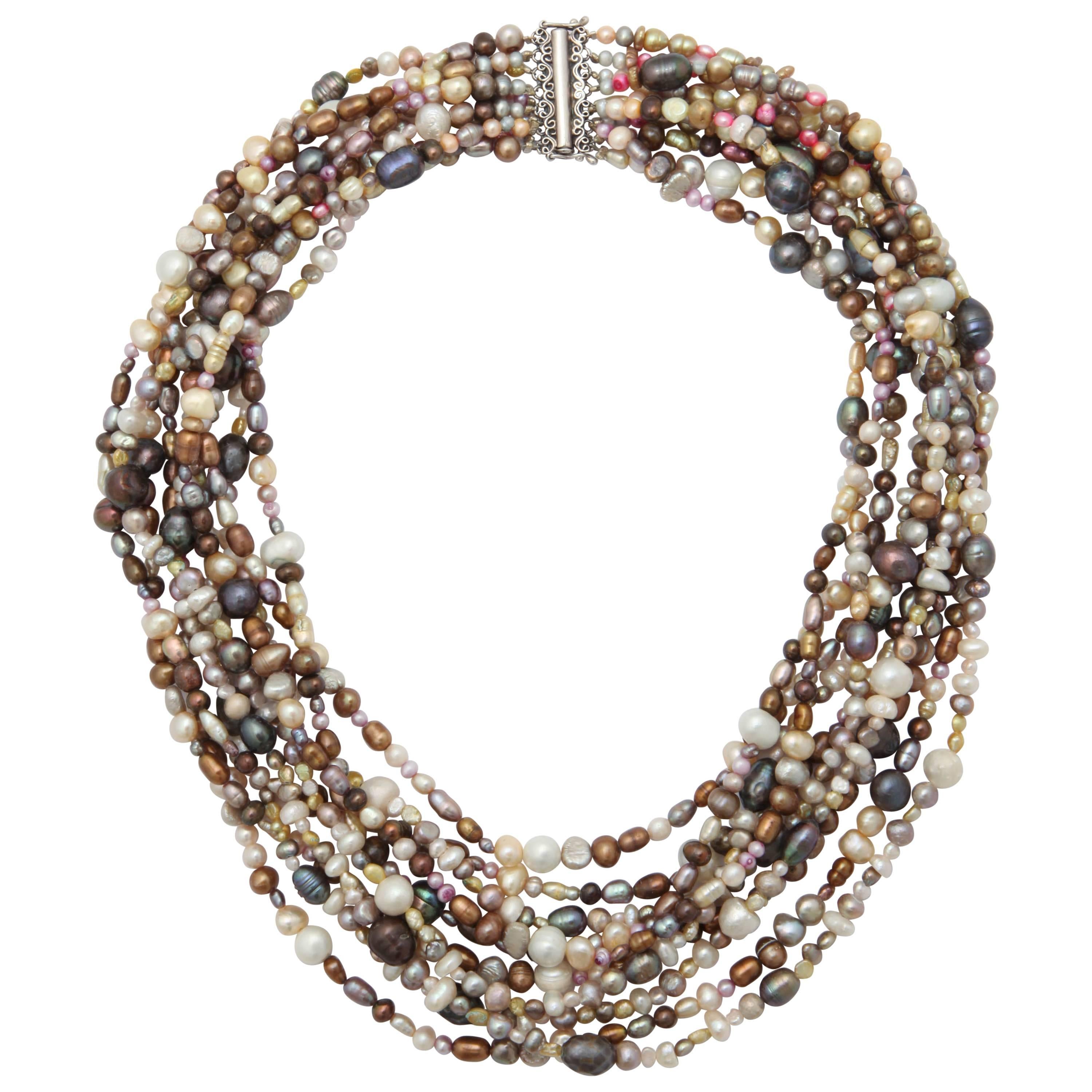 Ten Strand Multi-Color Pearl Necklace For Sale