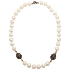 Unique Pearl Black Spinel Diamond Necklace