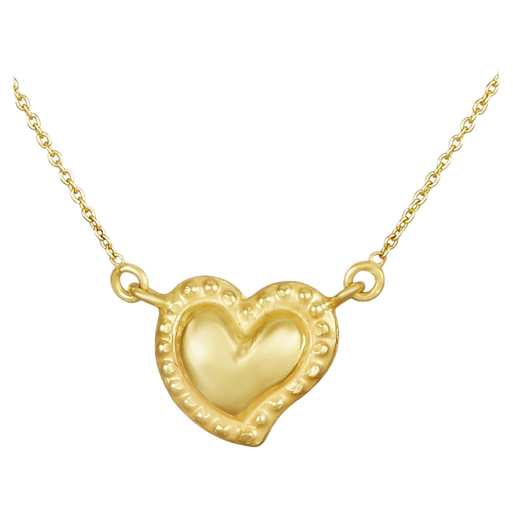 18 Karat Gold Handmade Sacred Heart Short Necklace For Sale