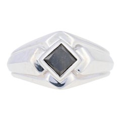 Silber Silber Schwarzer Diamant Ring, 925 Prinzessinnenschliff 1,00ct Herren Solitär