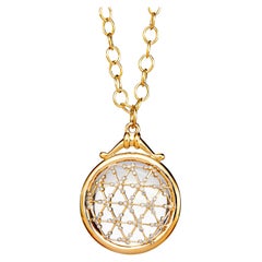 Pendentif Syna illusion en or jaune et cristal de roche avec diamants