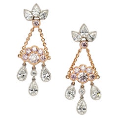 Australian Pink Argyle Diamond Chandelier Earrings