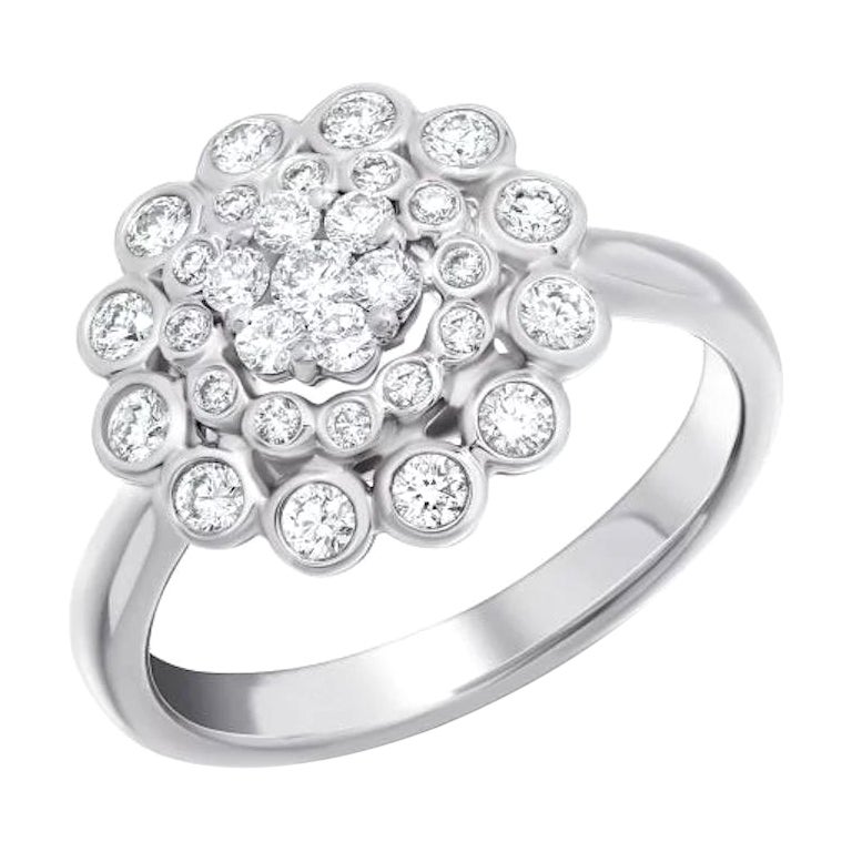 HYT Jewelry platinum floral-shaped white diamonds ring - Silver