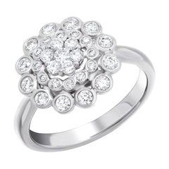 Used Floral White 18k Gold Diamond Elegant Bridal Ring for Her