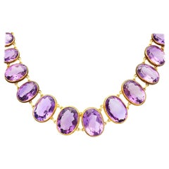 Collier victorien Rivière en or jaune et améthyste de 274,91 carats