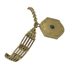Victorian Sapphire Picture Locket And Bracelet 14 Karat Gold Antique