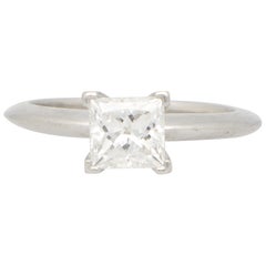 Vintage Tiffany & Co. Princess Cut Diamond Solitaire Engagement Ring in Platinum