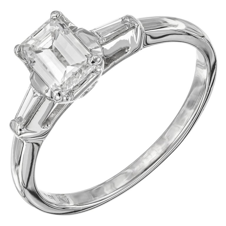 EGL Certified .73 Carat Diamond Platinum Three-Stone Engagement Ring For Sale