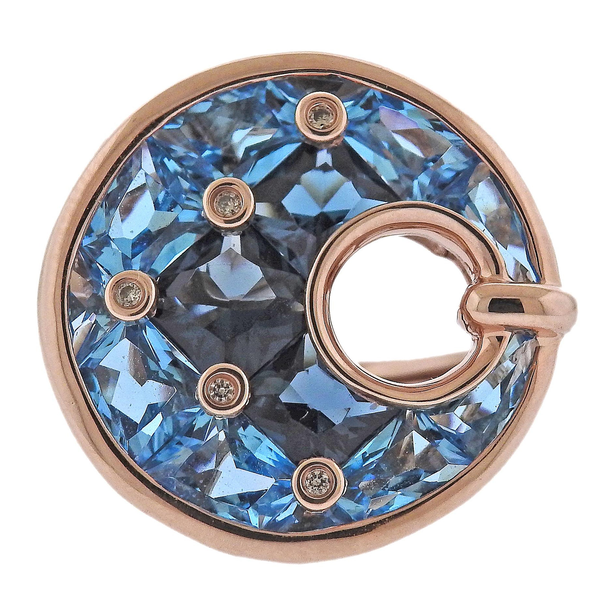 Bellarri Hava Nouveau Blue Topaz Gold Diamond Ring For Sale