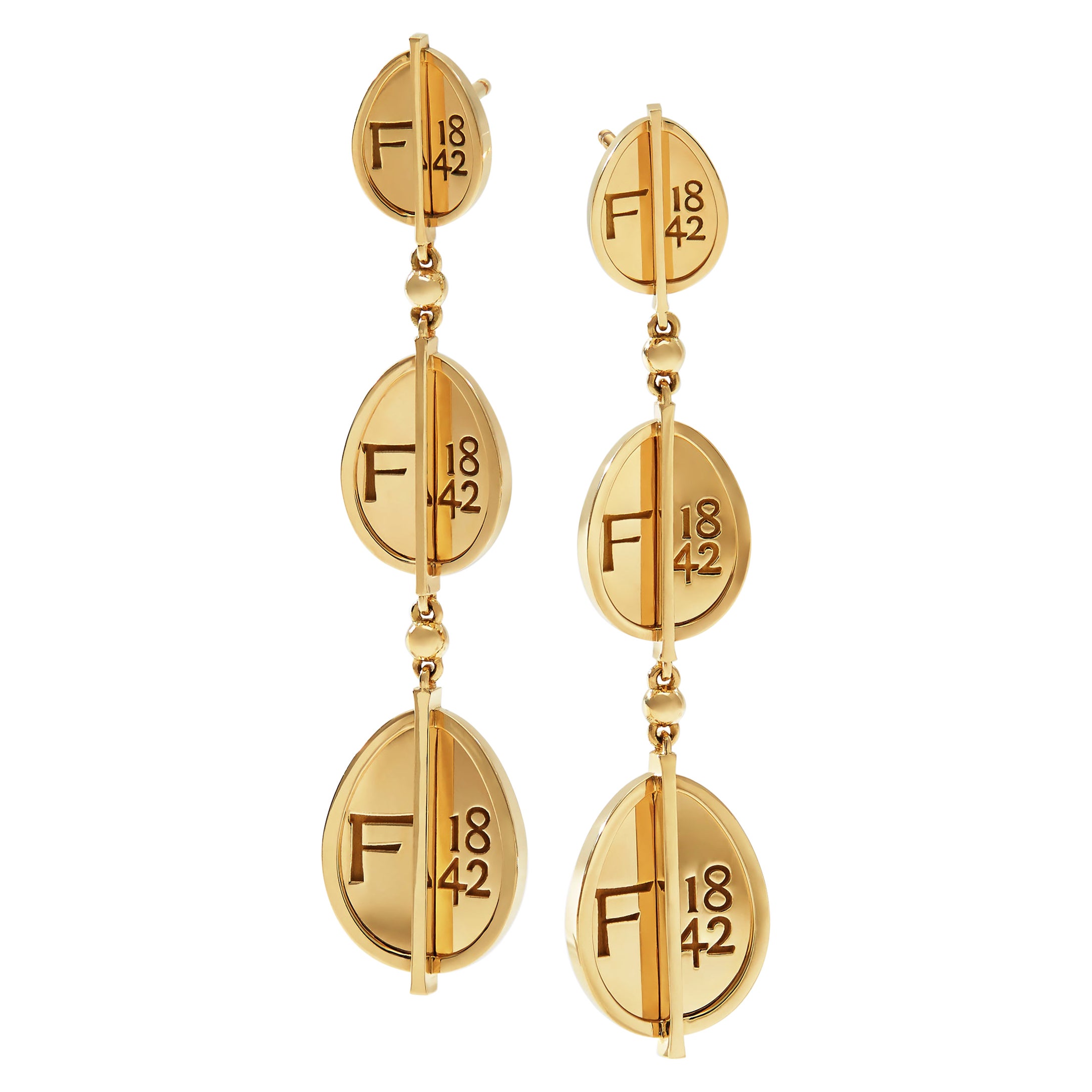Fabergé 1842 Yellow Gold Egg Drop Earrings For Sale
