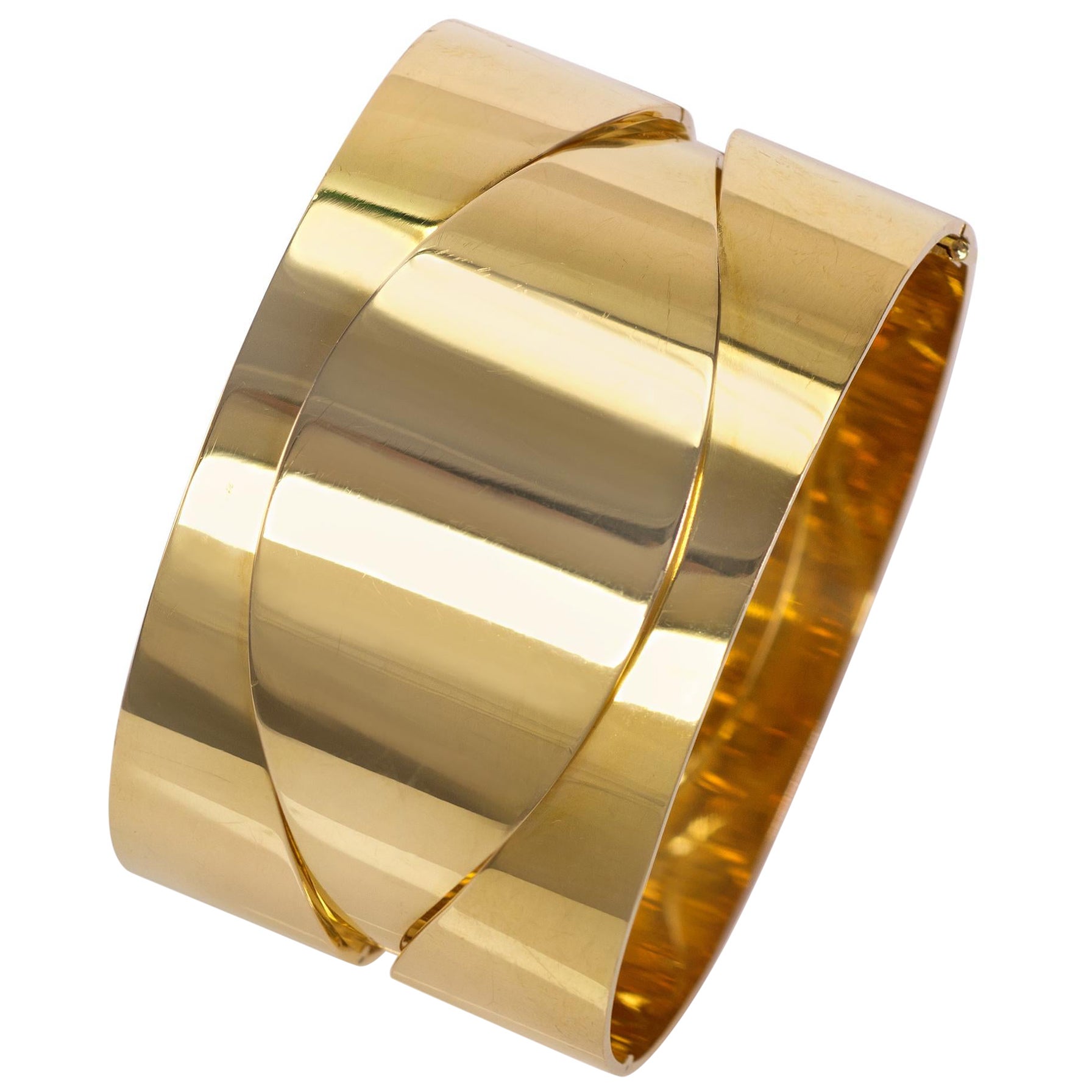 Günter Wyss Modernist Cut-Out Gold Cuff Bangle circa 1960