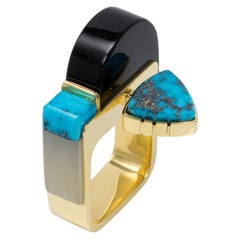 2018 Richard Chavez Ring mit Jade:: Türkis und Goldeinlage