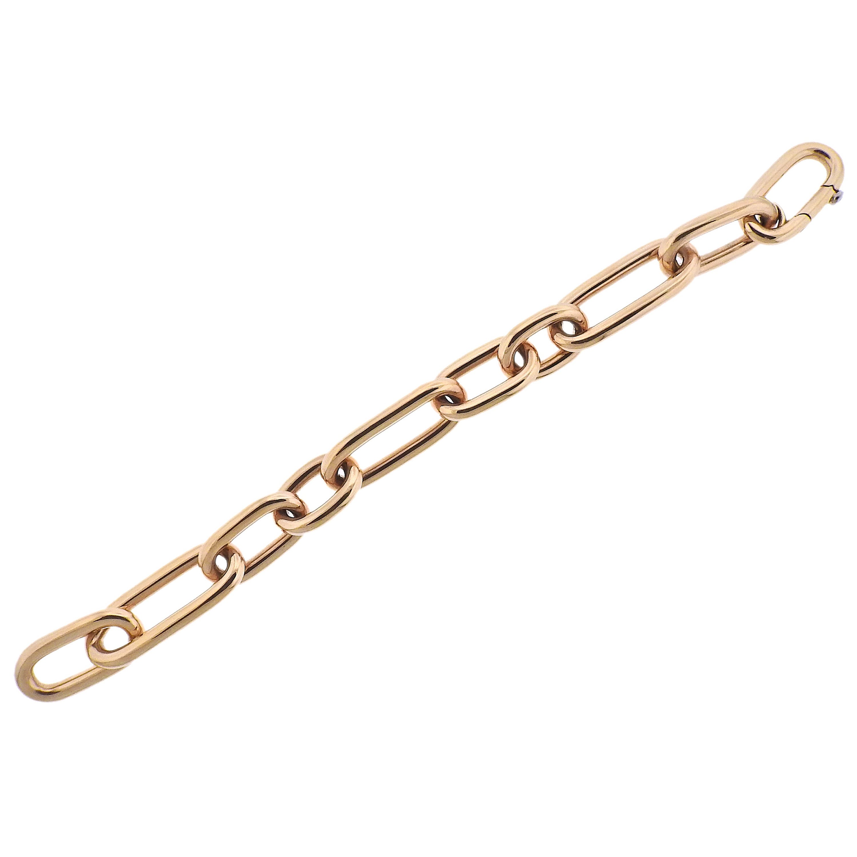 Bucherer Rose Gold Diamond Link Bracelet For Sale
