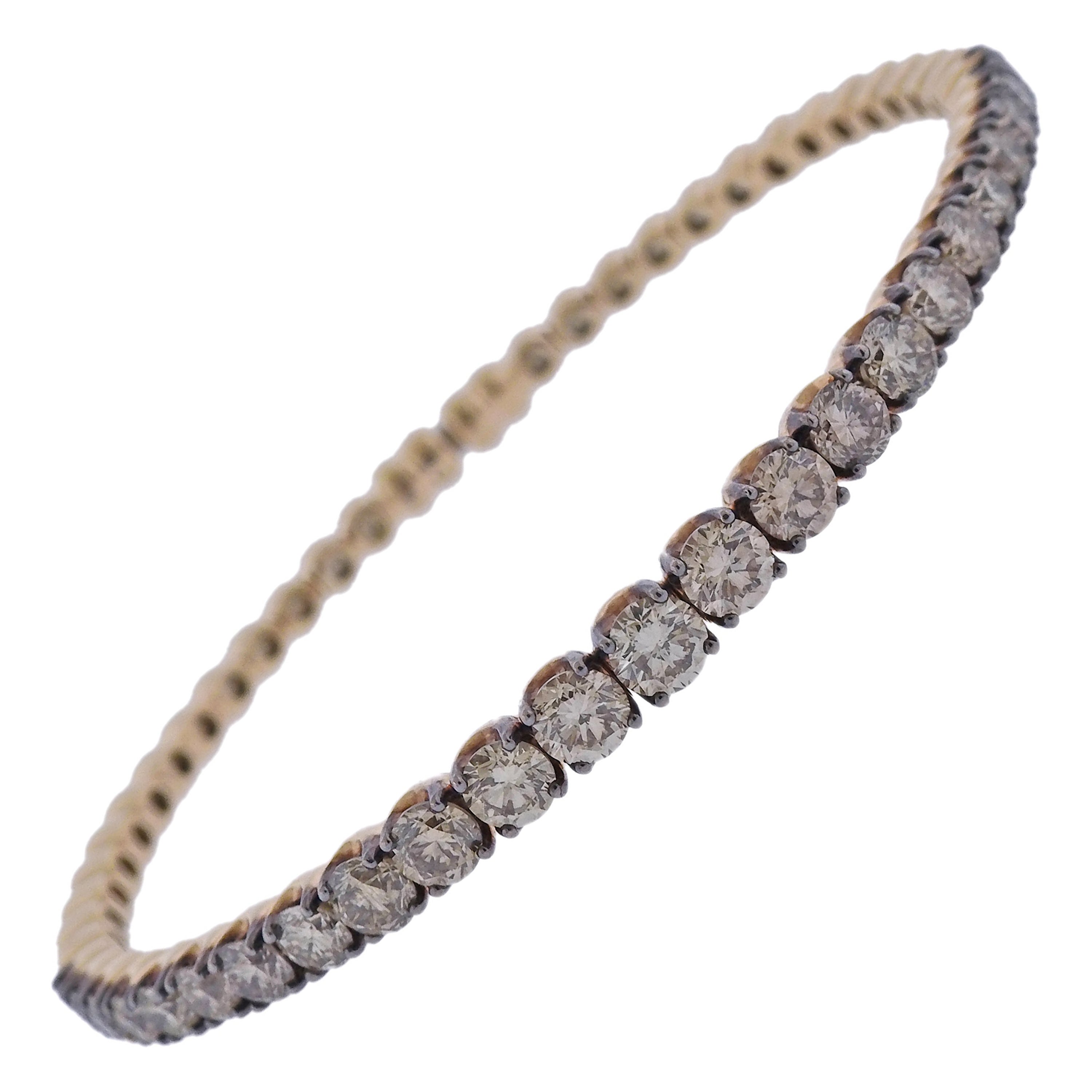 Fancy Cut Diamond Gold Bangle Bracelet For Sale at 1stDibs