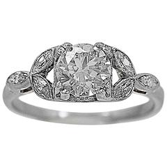 Art Deco .85 Carat Diamond Platinum Engagement Ring