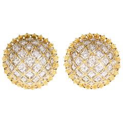 Buccellati Large Diamond Gold Dome Earrings 11