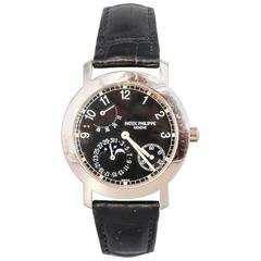 Patek Philippe White Gold Moon Phase Power Reserve Black Dial Wristwatch 12