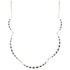 GIA Certified 4.25 Carat Blue Sapphire Pearl Yellow Gold Necklace