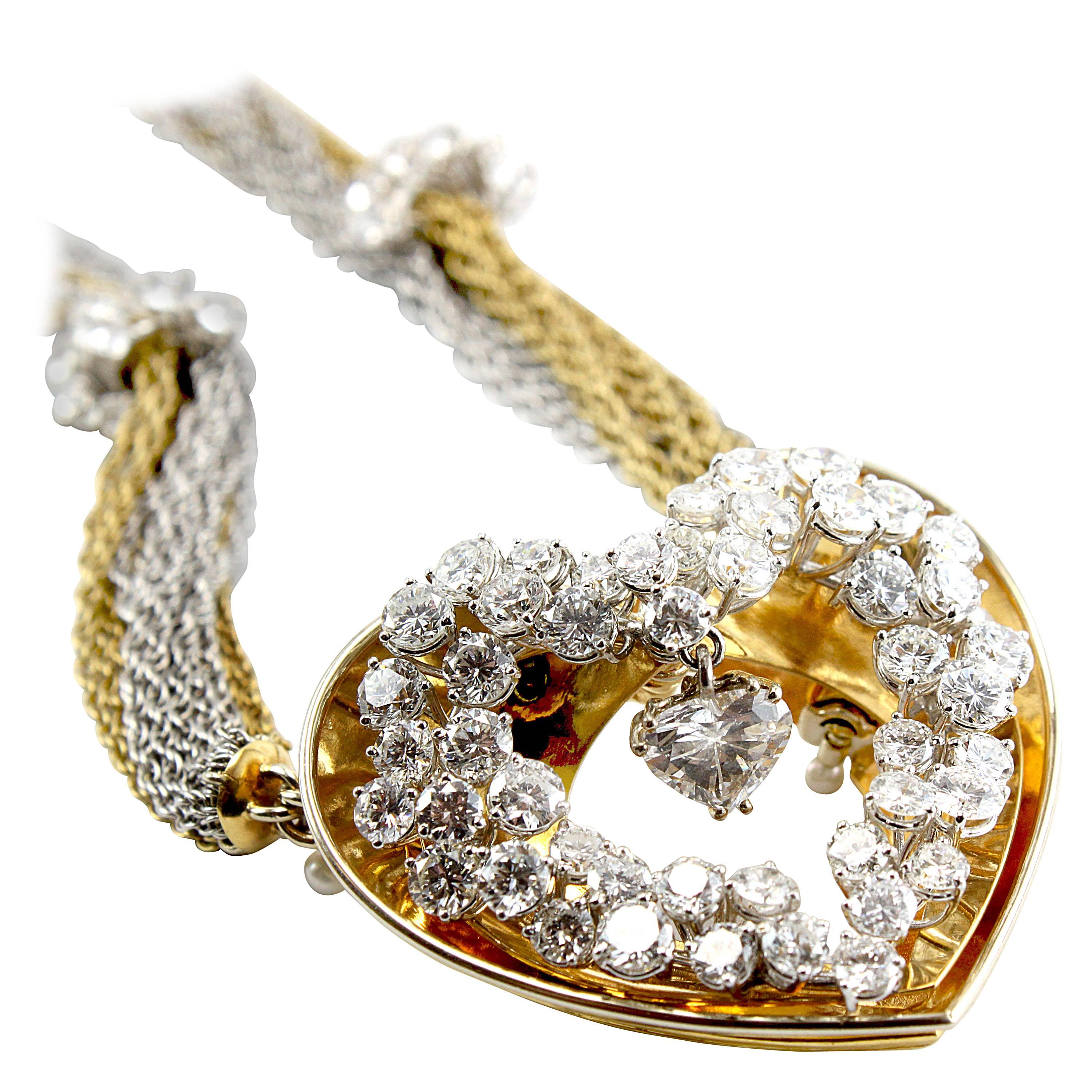ME Riedel Diamond 18K Yellow Gold Heart Pendant Necklace