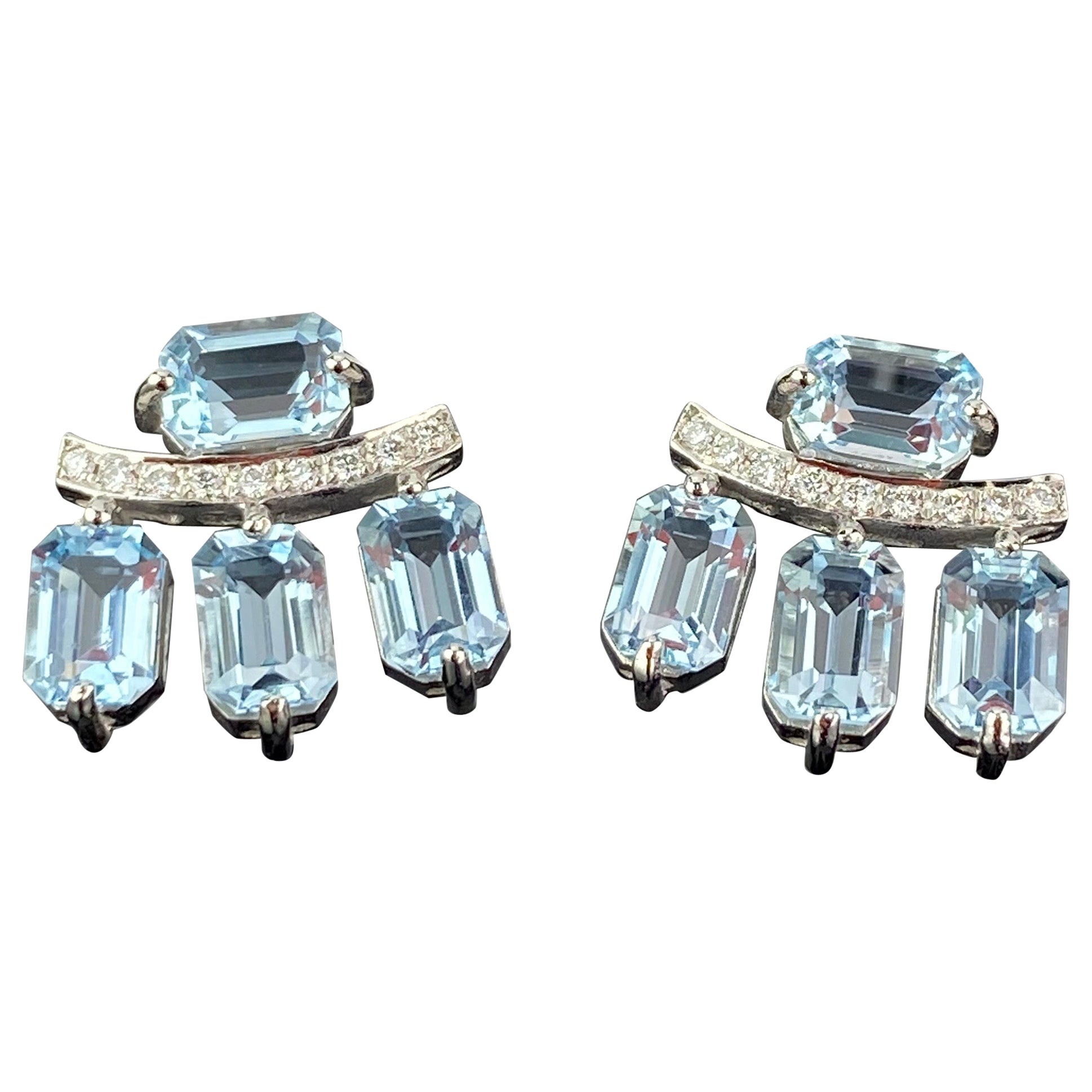 Aquamarine and Diamond Stud Earrings