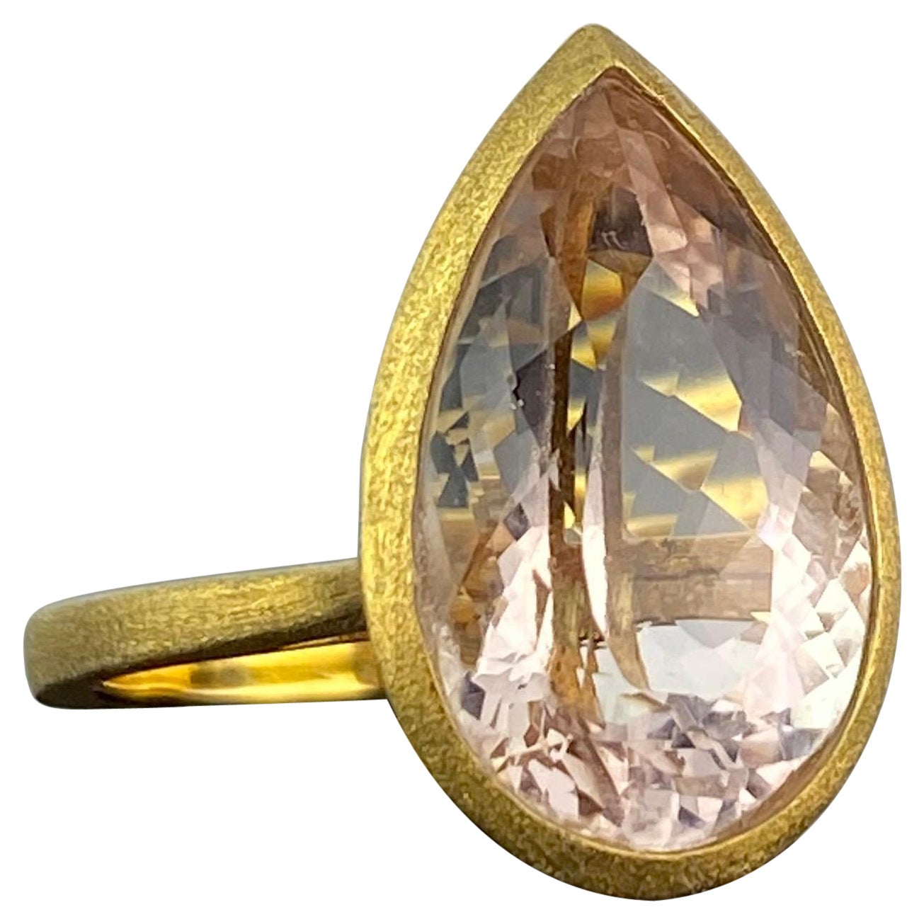 8.9 Carat Pear Shape Morganite Engagement Ring For Sale