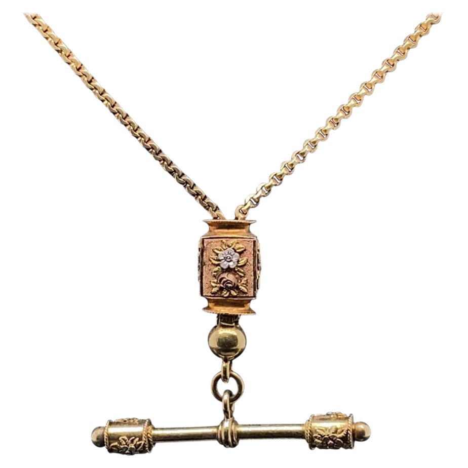 Victorian T Bar Chain 15 Karat Yellow Gold Necklace