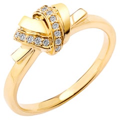 Syna Yellow Gold Love Knot Ring with Champagne Diamonds