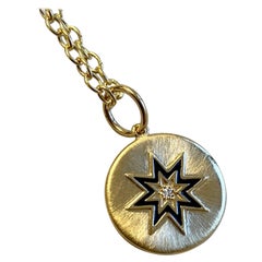 Syna Yellow Gold Cosmic North Star Enamel Pendant with Diamond