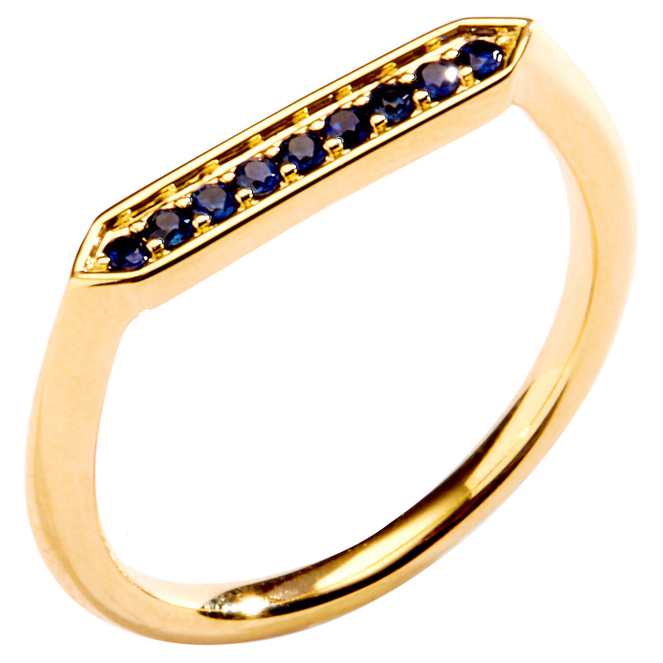 Syna Yellow Gold Hex Ring with Sapphires For Sale