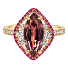 Color Change Cocktail Ring, 18k Rose Gold Color Change Garnet, Rubies & Diamond