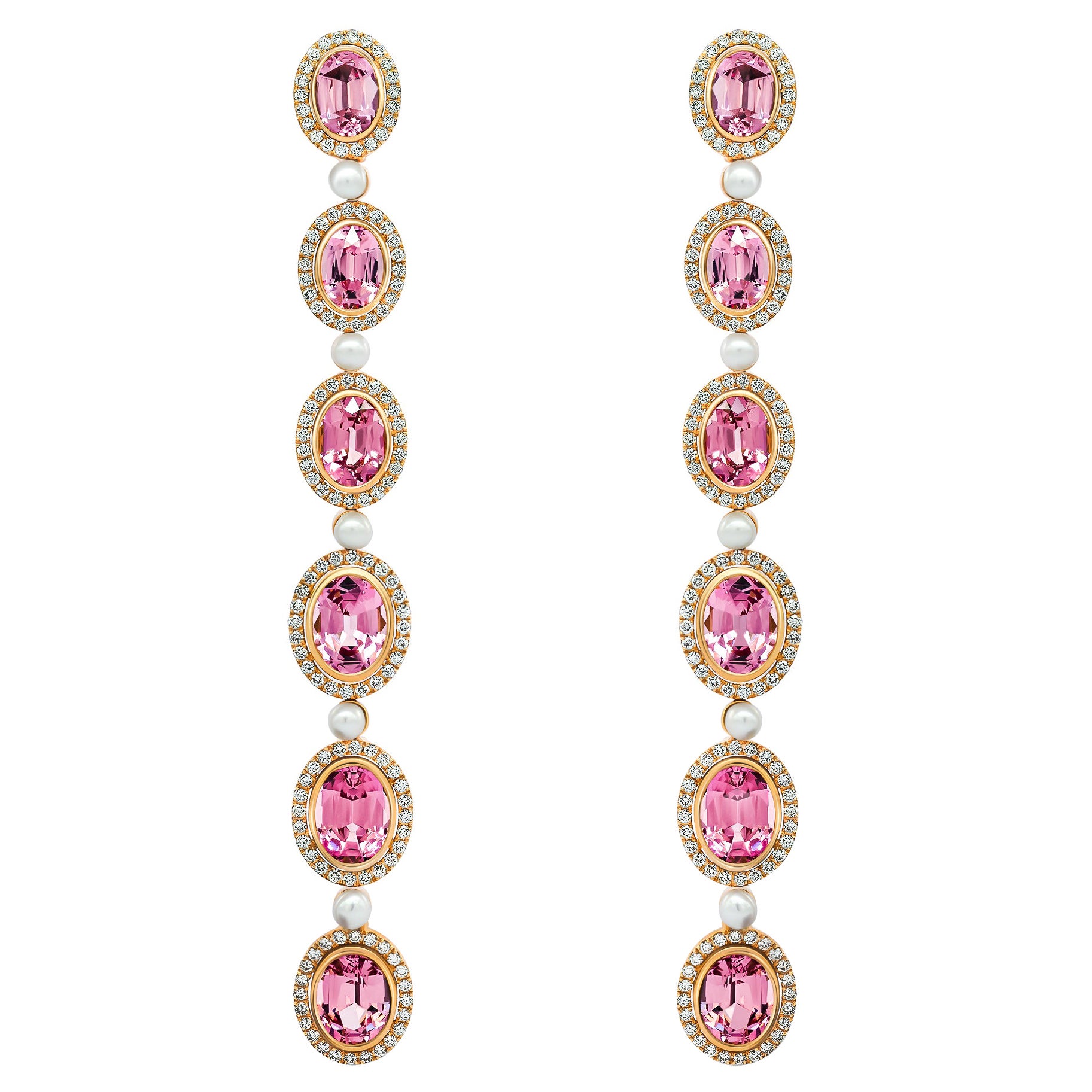 Cartier Pasha Pink Sapphire Diamond Yellow Gold Earrings at 1stDibs