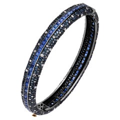 Blue Sapphire and Diamond Victorian Link Bangle