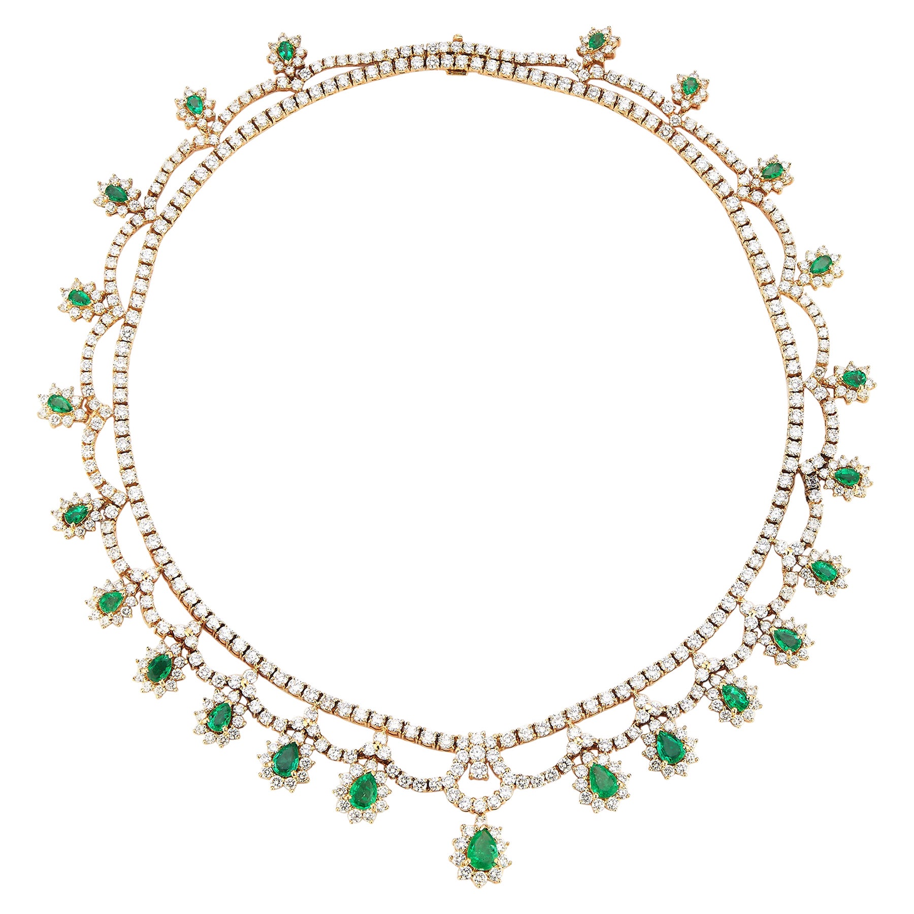 Prächtige Smaragd- und Diamant-Halskette im Angebot