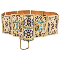 Early 20th Century Renaissance Revival Enameled and Jeweled Gold Book Bracelet 1