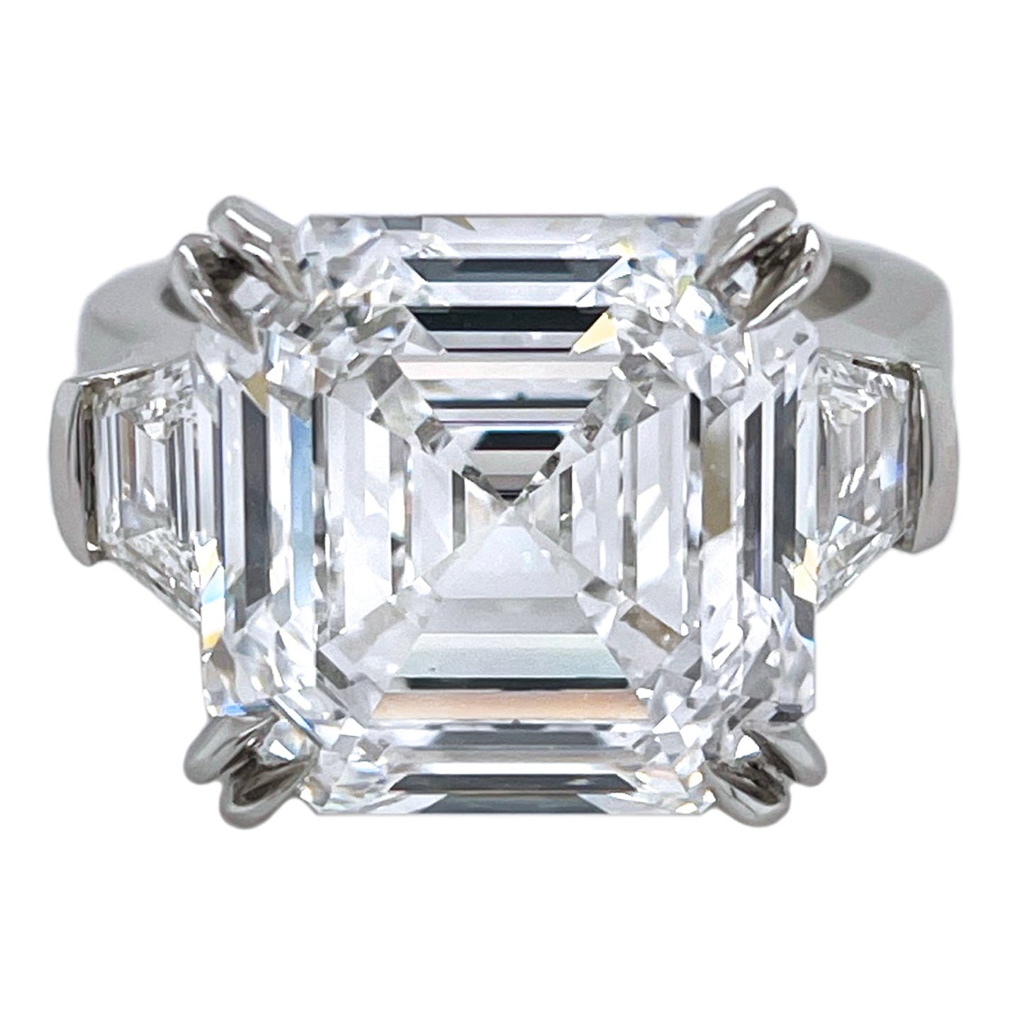 10.40 Carat D Flawless Square Emerald Cut Diamond Ring GIA Certified For Sale