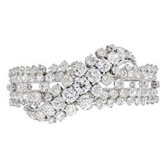 27 Carat Old Mine Cut Diamond Platinum Bangle Bracelet