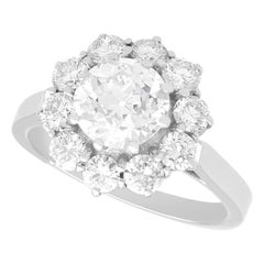 Retro 2.80 Carat Diamond and Platinum Cluster Engagement Ring
