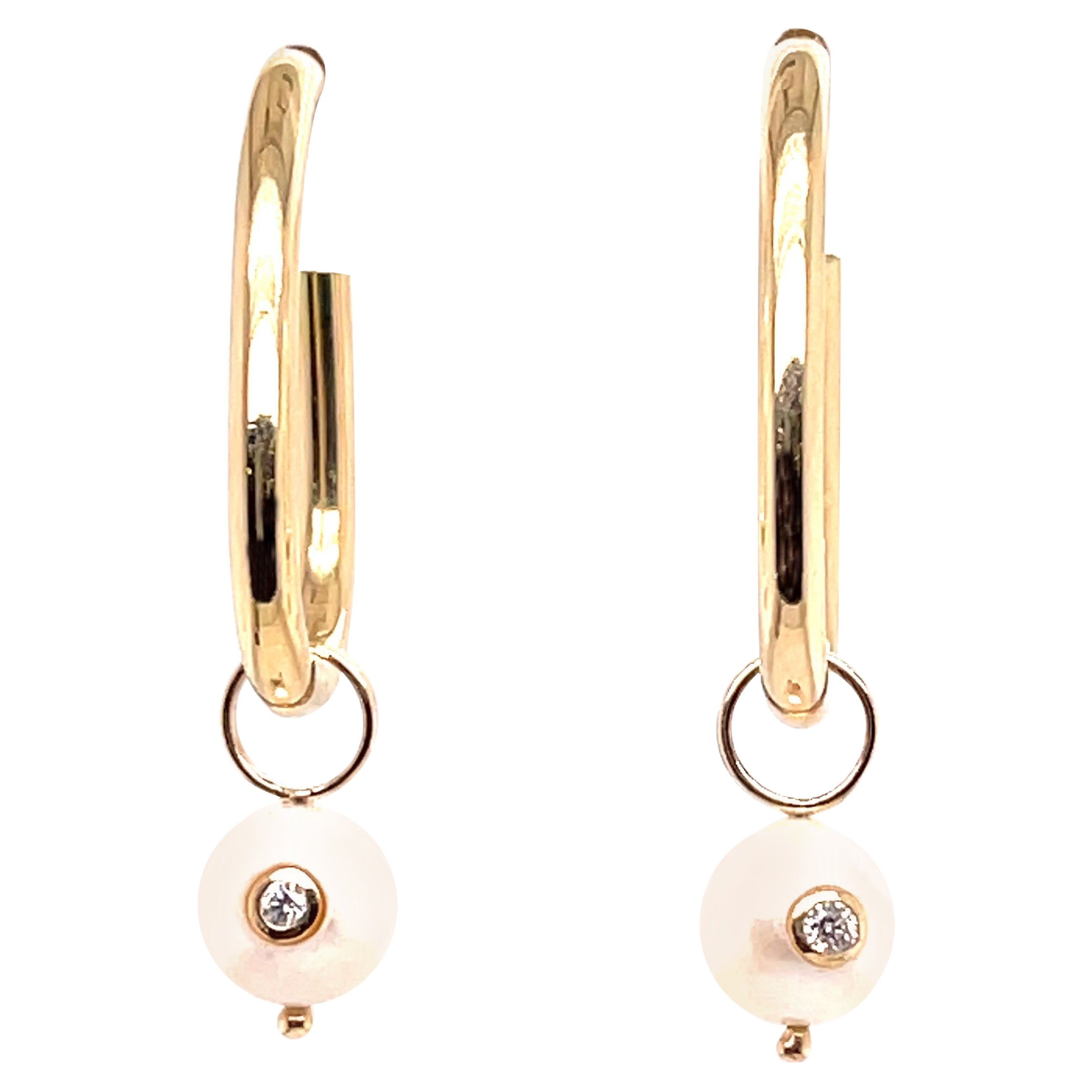TRIESTE PEARL HOOP & CHARM EARRING GOLD PEARL main image 1
