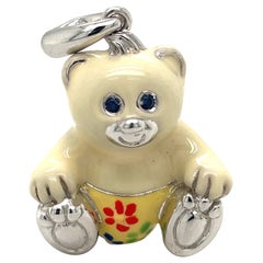 Cellini Exclusive - Breloque ours Boy Teddy Bear en or blanc 18 KT et émail