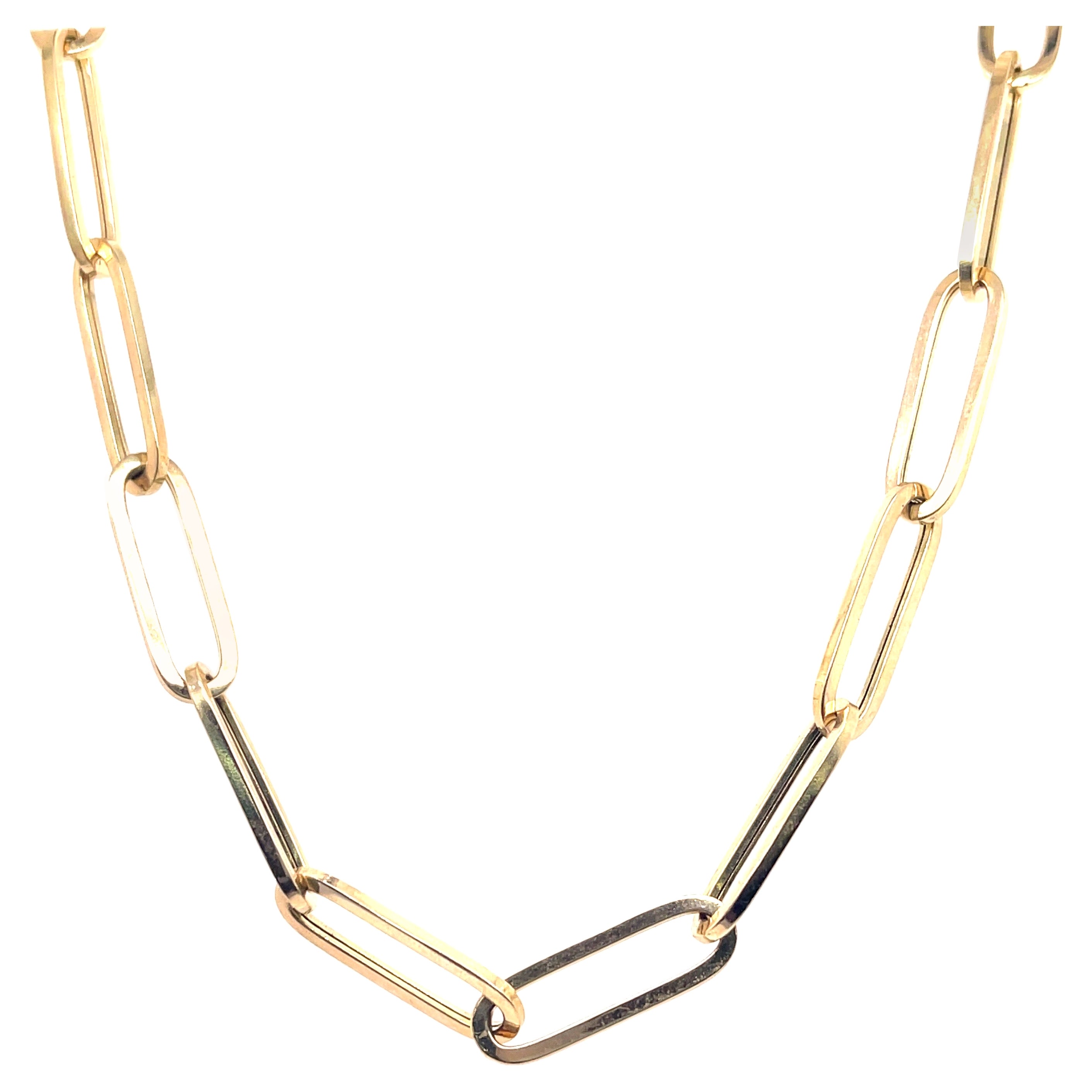 Yellow Gold Paperclip Link Chain 12.50 For Sale