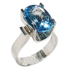 Paul Amey Blue Topaz and Silver Ring