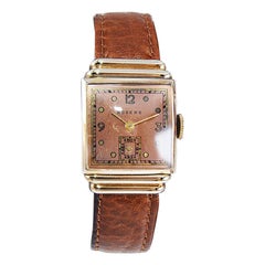 Orologio da polso Rogers in oro rosa Art Deco Made in Switzerland circa anni '40