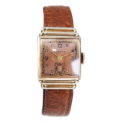 Vintage Rogers Rose Gold Filled Art Deco Wristwatch Made in Switzerland Circa 1940's