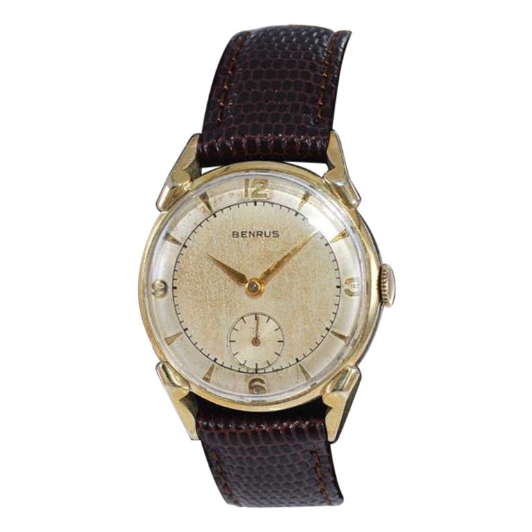 Benrus Yellow Gold Filled Mid Century All Original Watch, 1950's For Sale