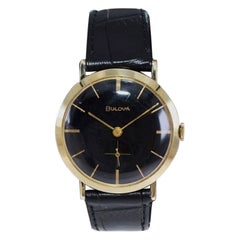 Vintage Bulova Solid 14Kt Yellow Gold Mid Century Manual Winding Watch, 1960's