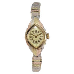 Bulova Mid Century Vintage Ladies 3 Tone Gold Filled Watch All Original, 1960's