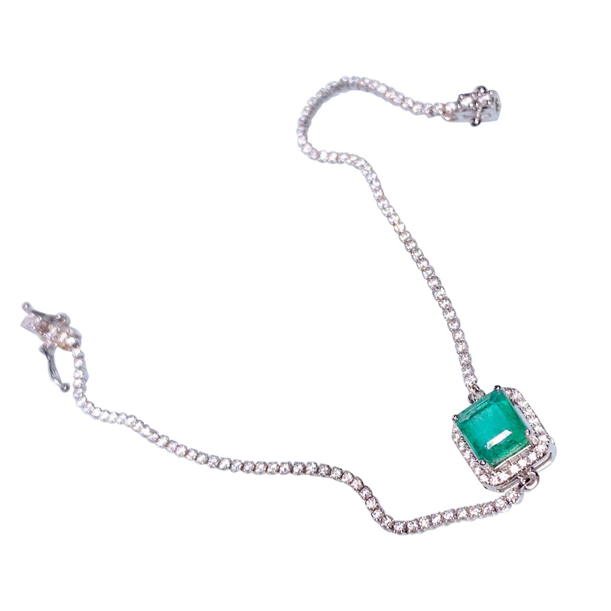 Eostre Emerald and Diamond Bracelet in 18K White Gold