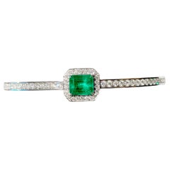 Eostre Green Emerald and Diamond White Gold Bangle