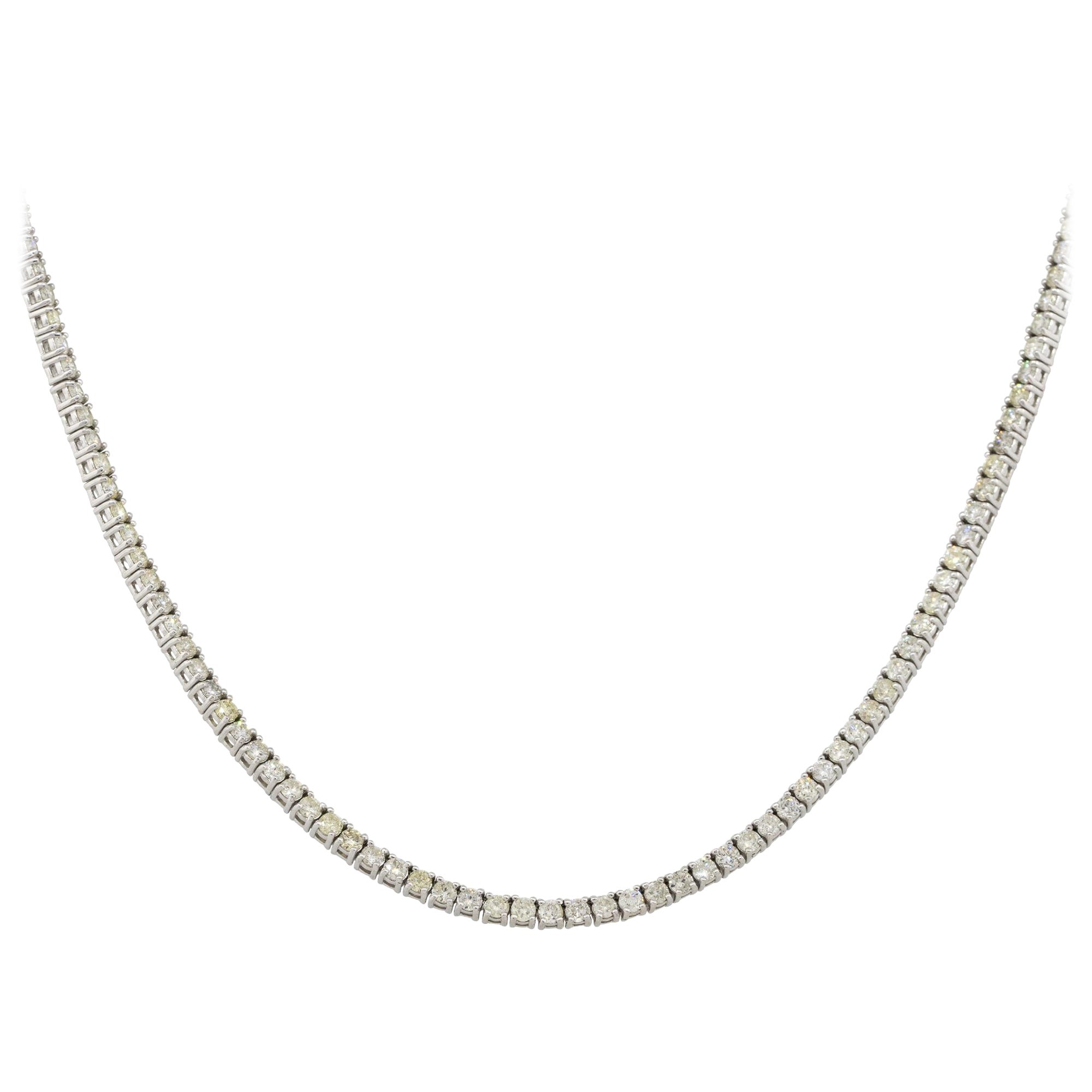 8.10 Carat Diamond Tennis Necklace 14 Karat in Stock